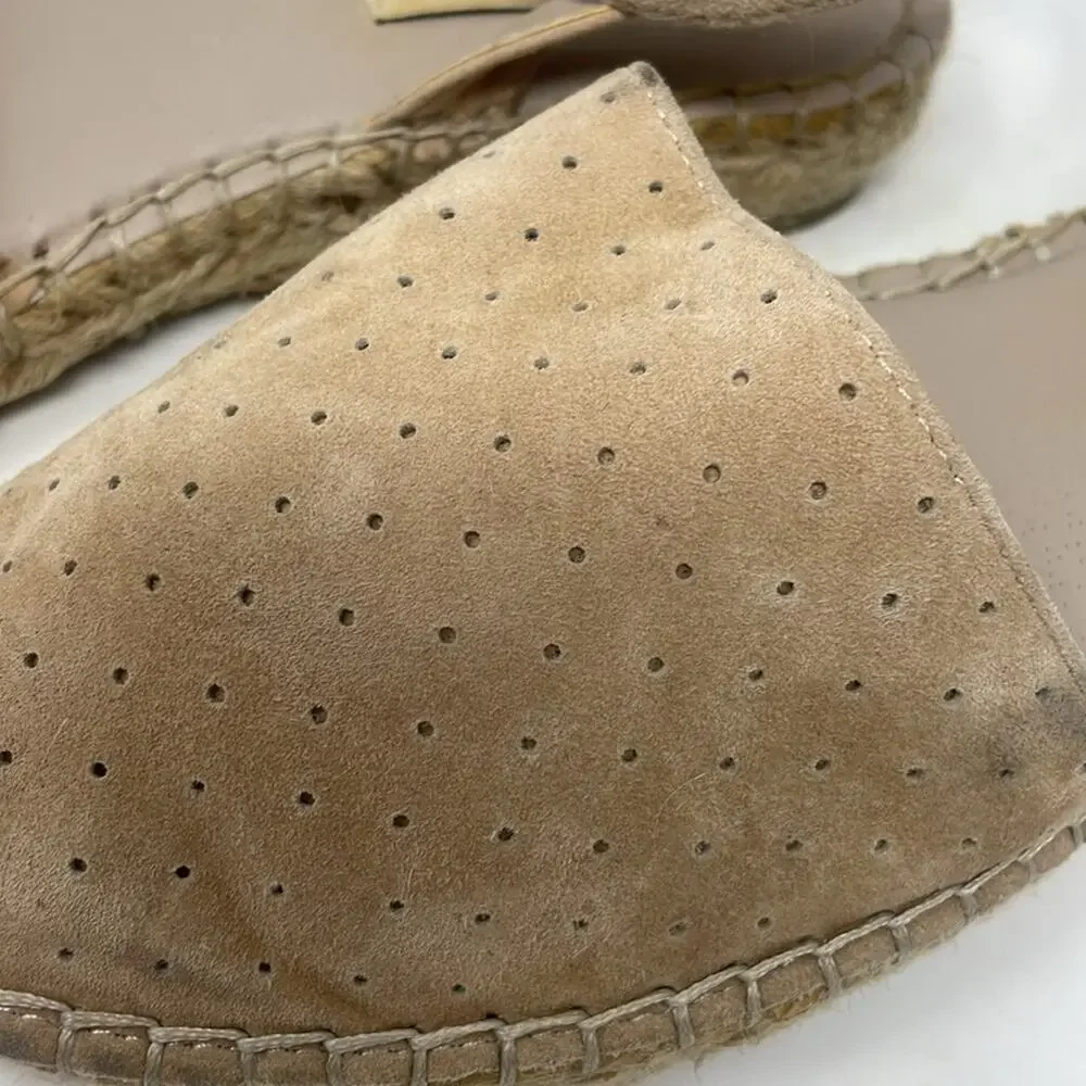 Steve Madden Lesko Tan Ankle Strap Espadrille with Jute Trim Size 8.5